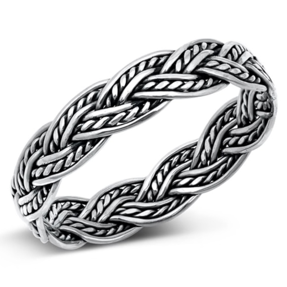 🌿 Sterling Silver Braided Band Ring – Sizes 6 or 7 - Picture 1 of 1